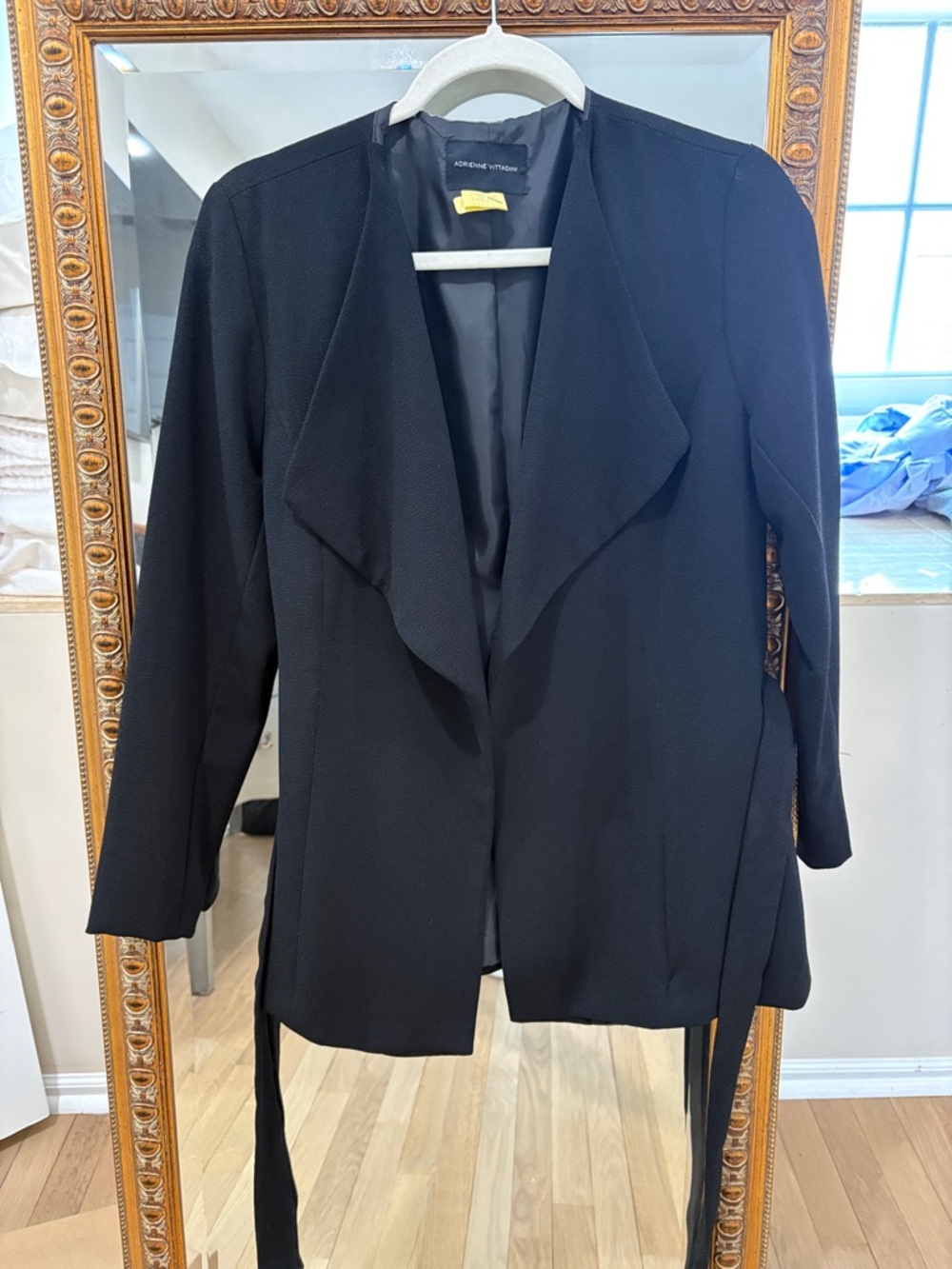 Adrienne Vittadini Black Draped Open-Front Blazer